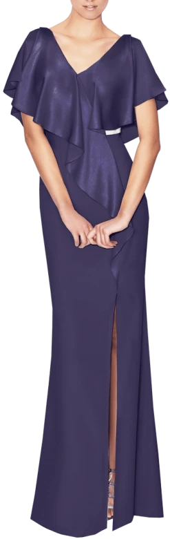 Alexander By Daymor - 559 Cape V-Neck Sheath Gown 15 Alexander By Daymor - 559 Cape V-Neck Sheath Gown
