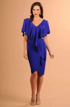 Alexander By Daymor - 609 Drape Short Sleeve Cocktail Dress