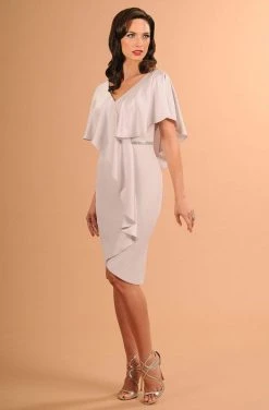 Alexander By Daymor - 609 Drape Short Sleeve Cocktail Dress