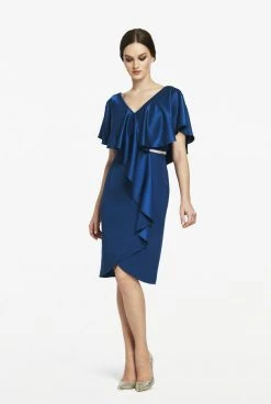 Alexander By Daymor - 609 Drape Short Sleeve Cocktail Dress