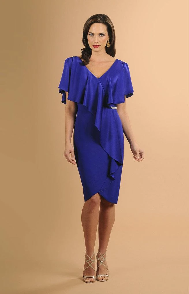 Alexander By Daymor - 609 Drape Short Sleeve V Neckline Cocktail Dress 5 Alexander By Daymor - 609 Drape Short Sleeve V Neckline Cocktail Dress