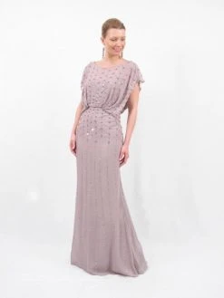 Alexander By Daymor - 665 Beaded Scoop Neck Blouson Long Dress