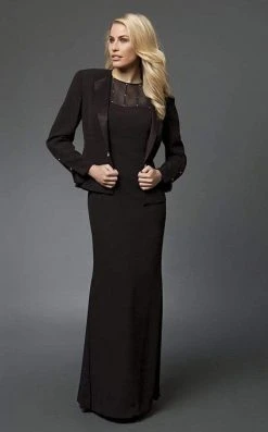 Alexander By Daymor - 702105 Classy Sheer Beaded Sheath Dress With Jacket 11 Alexander By Daymor - 702105 Classy Sheer Beaded Sheath Dress With Jacket