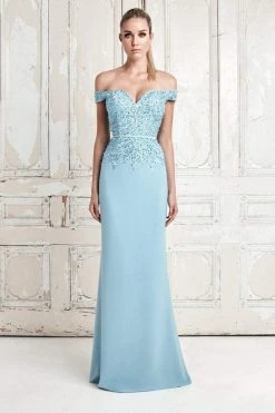 Alexander By Daymor - 759 Jeweled Embroidered Lace Off Shoulder Gown