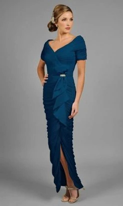 Alexander By Daymor - 8031 Shirred Off Shoulder Long Gown