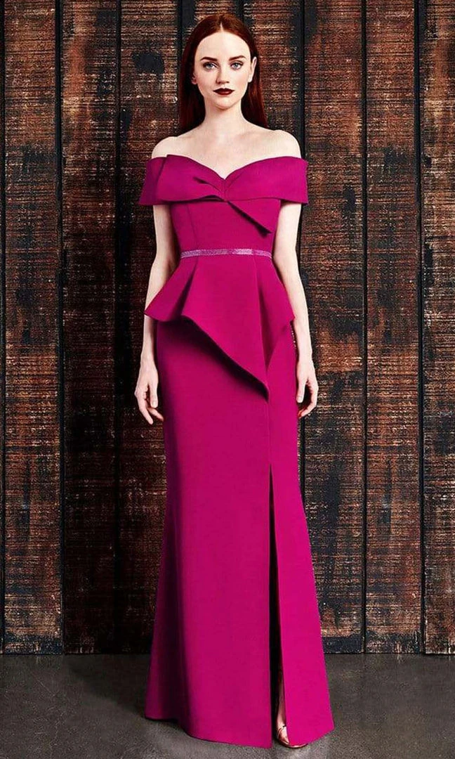 Alexander By Daymor - 850 Bow Accent Off Shoulder Evening Dress 3 Alexander By Daymor - 850 Bow Accent Off Shoulder Evening Dress