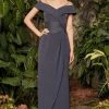 Alexander By Daymor - 953 Faux Wrap Beaded Obi-Belt Sheath Gown