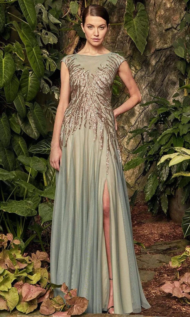 Alexander By Daymor - 957 Beaded Bateau A-Line Dress 3 Alexander By Daymor - 957 Beaded Bateau A-Line Dress