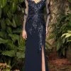 Alexander By Daymor - 960 Illusion Sleeves Sequin Lace Applique Sheath Gown
