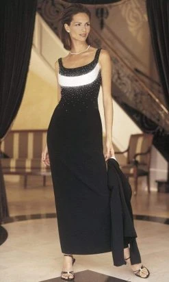 Alexander By Daymor - Beaded Scoop Neck Column Dress 6121