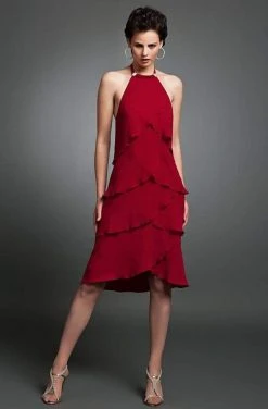 Alexander By Daymor - Halter Neck Layered Sheath Dress 9010