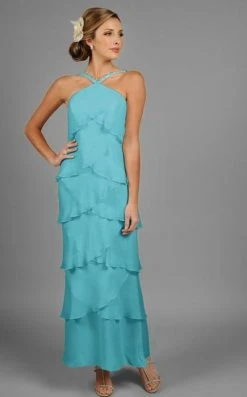 Alexander By Daymor - Halter Tiered Sheath Long Evening Dress 3451