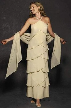 Alexander By Daymor - Halter Tiered Sheath Long Evening Dress 3451