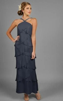 Alexander By Daymor - Halter Tiered Sheath Long Evening Dress 3451
