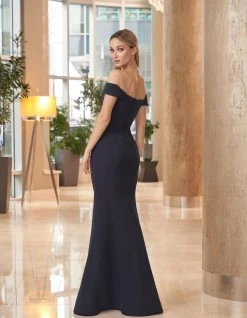 Alexander By Daymor Long Off-Shoulder Ruffled Trumpet Gown 1060