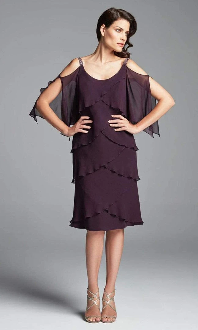 Alexander By Daymor - Tiered Petal Cold Shoulder Dress 381 5 Alexander By Daymor - Tiered Petal Cold Shoulder Dress 381