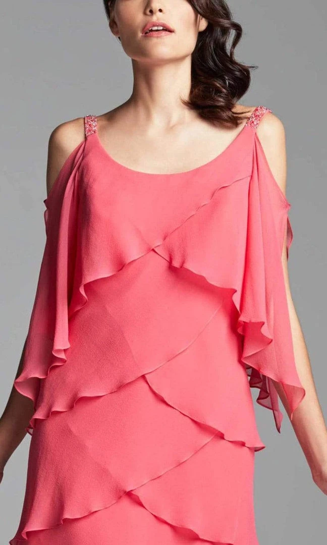 Alexander By Daymor - Tiered Petal Cold Shoulder Dress 381 4 Alexander By Daymor - Tiered Petal Cold Shoulder Dress 381