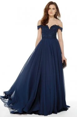 Alyce Paris - 27018 Lace Appliqued Off-Shoulder A-Line Gown