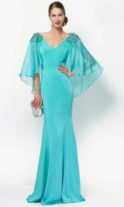 Alyce Paris - 27170 Beaded V-Neck Gown With Sheer Capelet