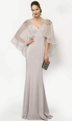 Alyce Paris - 27170 Beaded V-Neck Gown With Sheer Capelet