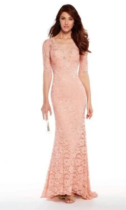 Alyce Paris - 27241 Scalloped Lace Fitted V-Neck Dress