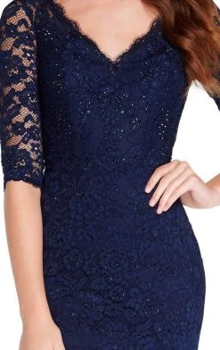 Alyce Paris - 27241 Scalloped Lace Fitted V-Neck Dress