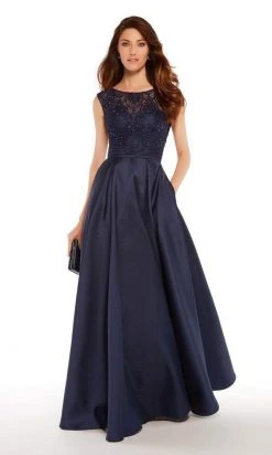 Alyce Paris - 27243 Cap Sleeve Lace Bateau Mikado Evening Gown