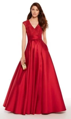 Alyce Paris - 27278 Lace V-neck Mikado Ballgown