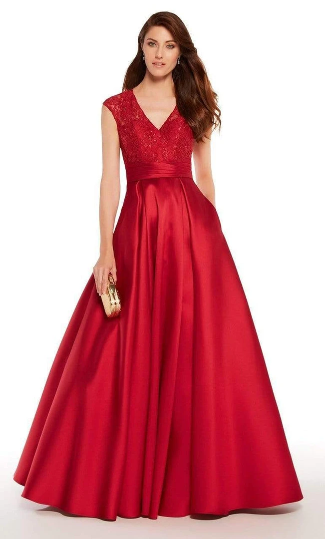 Alyce Paris - 27278 Lace V-neck Mikado Ballgown 3 Alyce Paris - 27278 Lace V-neck Mikado Ballgown