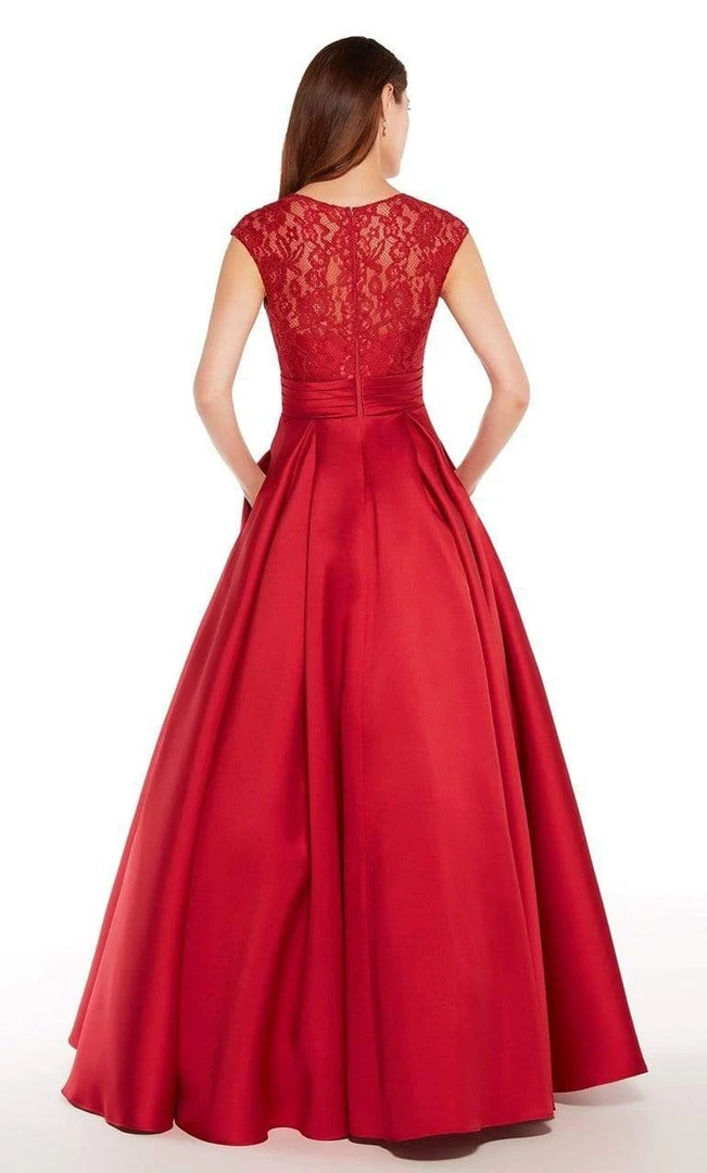 Alyce Paris - 27278 Lace V-neck Mikado Ballgown 4 Alyce Paris - 27278 Lace V-neck Mikado Ballgown