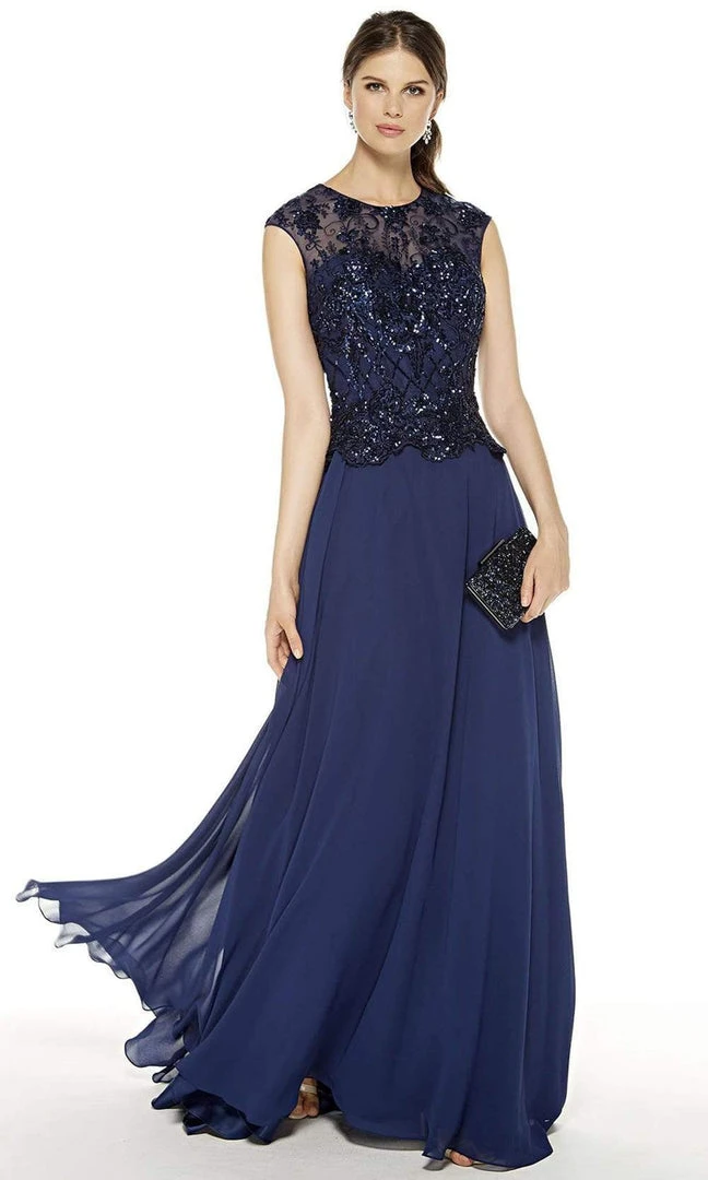 Alyce Paris - 27326 Sleeveless Sequin Jewel Neck A-Line Chiffon Dress 3 Alyce Paris - 27326 Sleeveless Sequin Jewel Neck A-Line Chiffon Dress