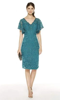 Alyce Paris - 27353 Choir Boy Sleeve V-Neck Lace Sheath Dress