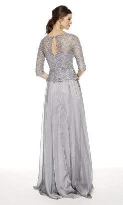 Alyce Paris - 27386 Quarter-Length Lace Sleeve Long Sheath Dress