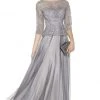 Alyce Paris - 27386 Quarter-Length Lace Sleeve Long Sheath Dress