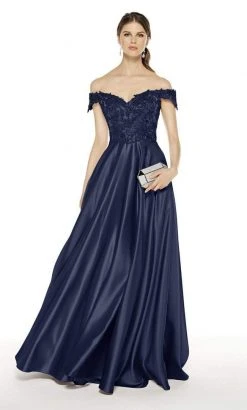 Alyce Paris - 27393 Embroidered Off-Shoulder Satin A-Line Gown 7 Alyce Paris - 27393 Embroidered Off-Shoulder Satin A-Line Gown