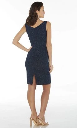 Alyce Paris - 27423 V-neck Textured Jersey Fitted Dress