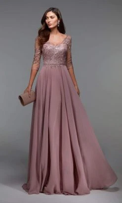 Alyce Paris - 27475 Quarter Sleeve Floral Embroidered Dress