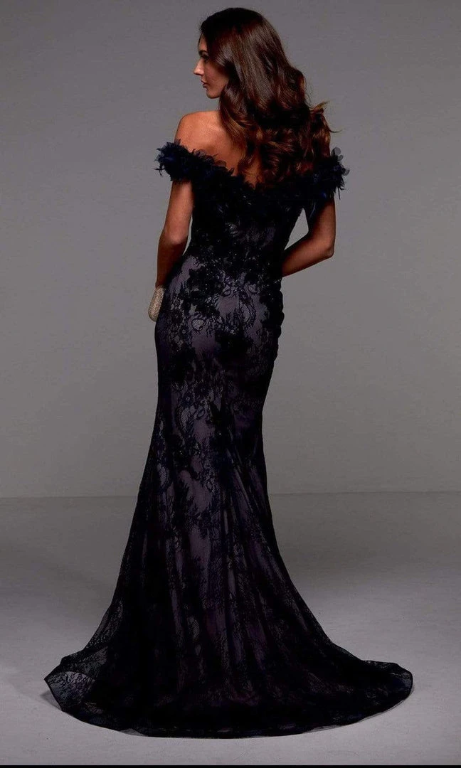 Alyce Paris - 27490 Ruffled Off Shoulder Lace Trumpet Dress 5 Alyce Paris - 27490 Ruffled Off Shoulder Lace Trumpet Dress