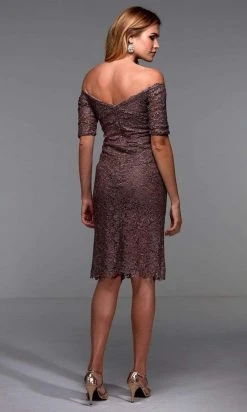 Alyce Paris - 27535 Off Shoulder Lace Midi Dress