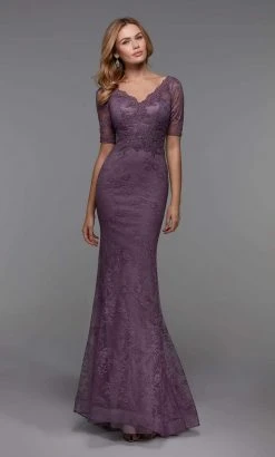 Alyce Paris - 27536 Lace V Neck Trumpet Dress