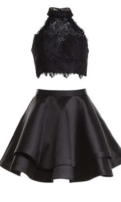 Alyce Paris - 3735 Two Piece Halter Lace Cocktail Dress