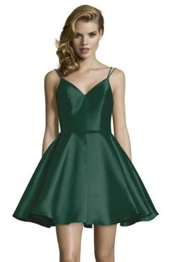 Alyce Paris - 3764 V Neckline Mikado Fit And Flare Cocktail Dress