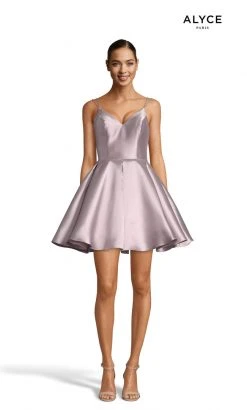 Alyce Paris - 3764 V Neckline Mikado Fit And Flare Cocktail Dress