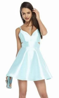 Alyce Paris - 3879 V Neck Cutout Bandeau Back Mikado Cocktail Dress 10 Alyce Paris - 3879 V Neck Cutout Bandeau Back Mikado Cocktail Dress