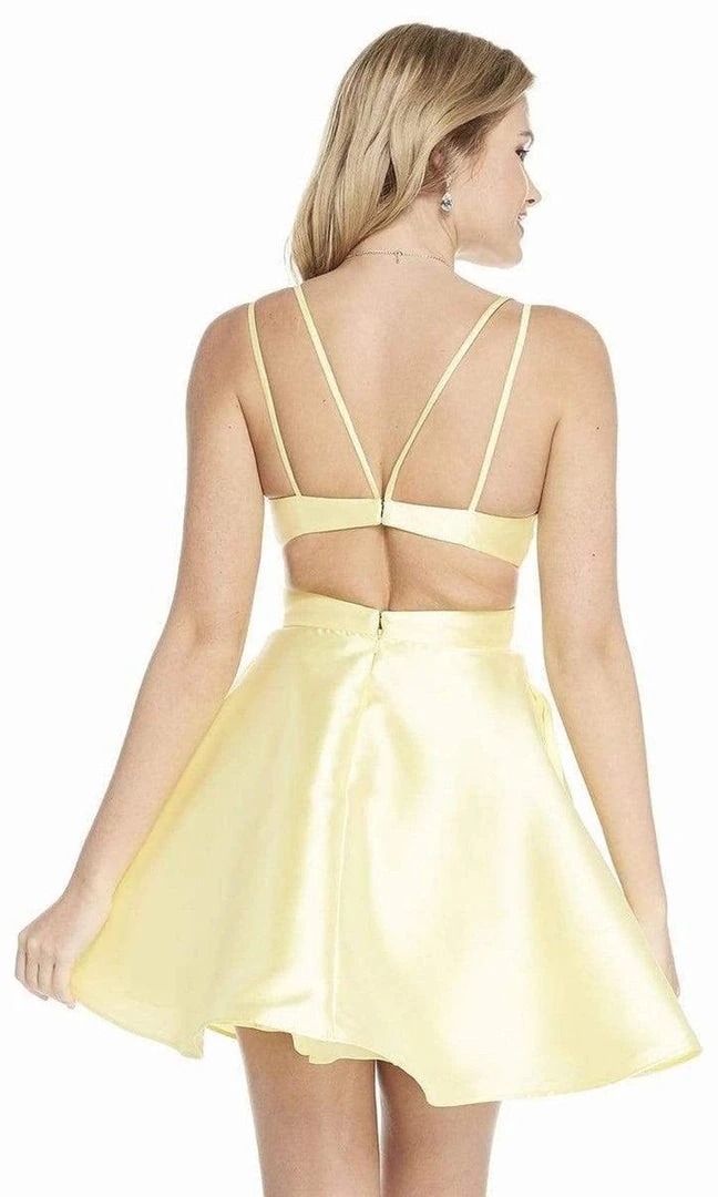 Alyce Paris - 3879 V Neck Cutout Bandeau Back Mikado Cocktail Dress 8 Alyce Paris - 3879 V Neck Cutout Bandeau Back Mikado Cocktail Dress