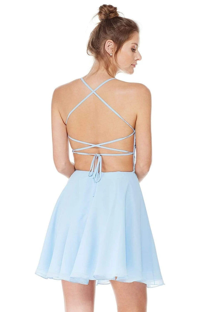 Alyce Paris - 4049 Strappy Open Back Lace And Chiffon Cocktail Dress 4 Alyce Paris - 4049 Strappy Open Back Lace And Chiffon Cocktail Dress