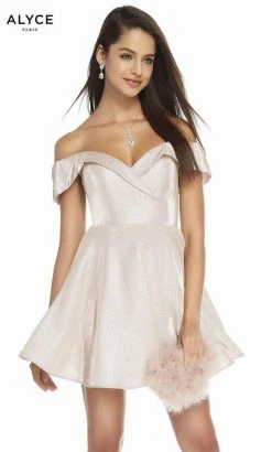 Alyce Paris 4184 - Off Shoulder A-Line Short Dress 10 Alyce Paris 4184 - Off Shoulder A-Line Short Dress