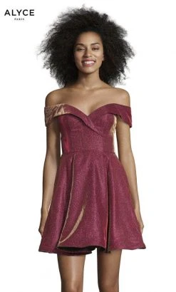Alyce Paris 4184 - Off Shoulder A-Line Short Dress 11 Alyce Paris 4184 - Off Shoulder A-Line Short Dress