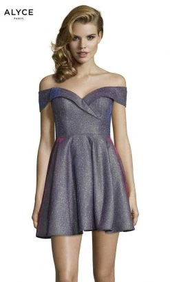 Alyce Paris 4184 - Off Shoulder A-Line Short Dress 12 Alyce Paris 4184 - Off Shoulder A-Line Short Dress