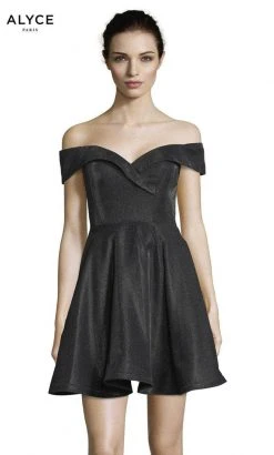 Alyce Paris 4184 - Off Shoulder A-Line Short Dress 13 Alyce Paris 4184 - Off Shoulder A-Line Short Dress